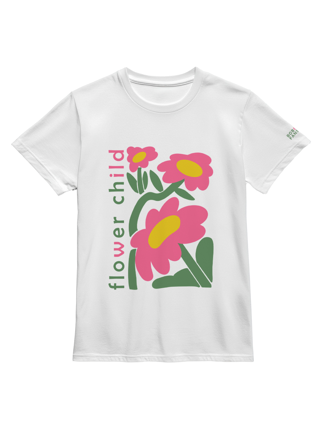 Flower Child Boys White T-Shirt – Floral Illustration, Soft Cotton, Boho Style