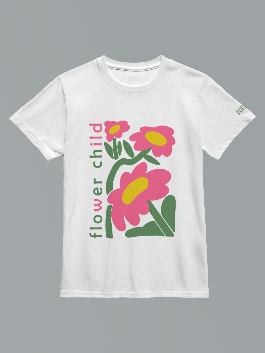 Flower Child Girls White T-Shirt – Floral Illustration, Soft Cotton, Boho Style