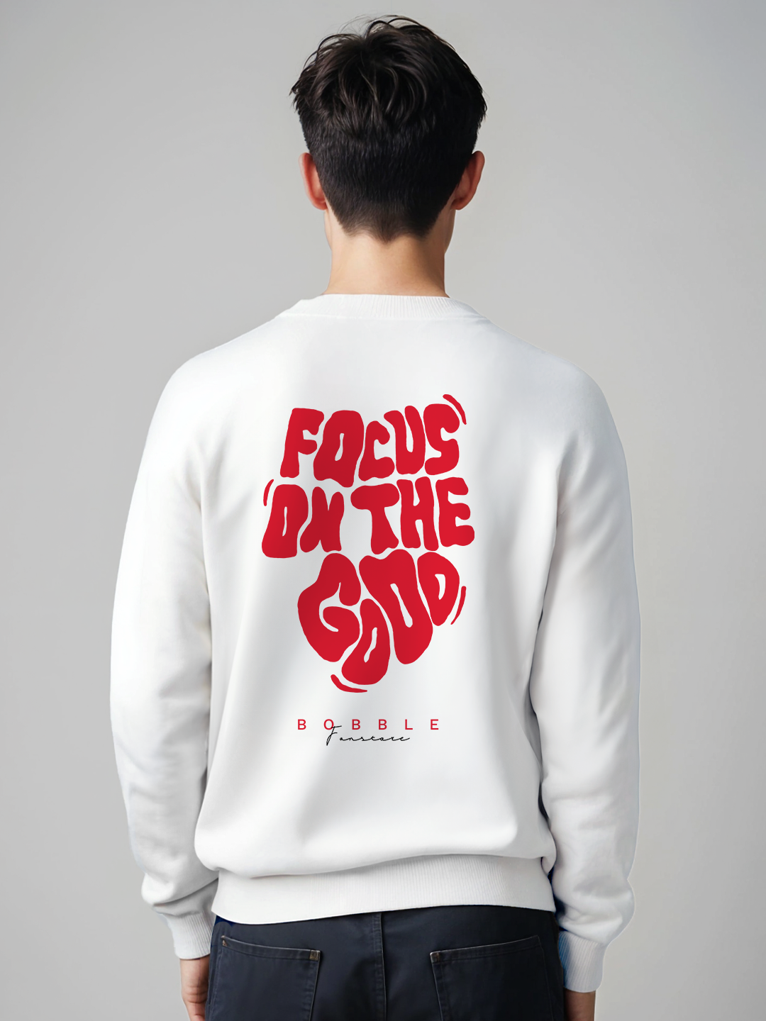 Focus on the Good Sweatshirt in White - Motivational Cozy Hoodie for Positive Vibes For Men