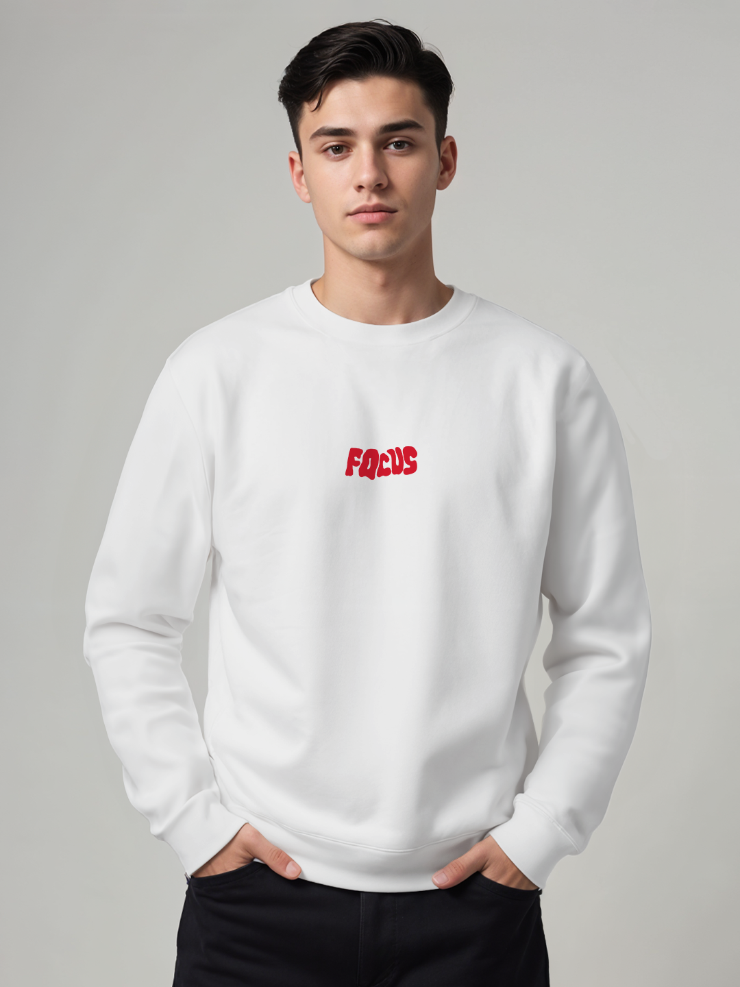 Focus on the Good Sweatshirt in White - Motivational Cozy Hoodie for Positive Vibes For Men