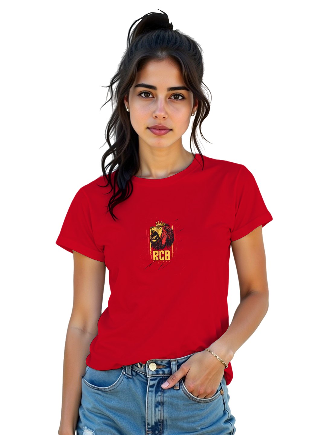 Women’s Red Cricket Fan T-Shirt | Stylish & Comfortable Regular Fit | Trendy Supporters’ Tee for Cricket Enthusiasts