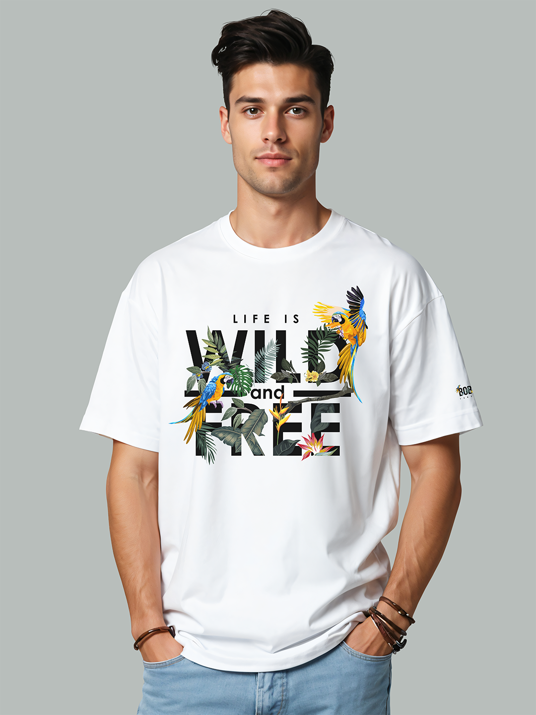 Life is Wild & Free Graphic Tee in White – Adventure-Inspired T-Shirt For Men