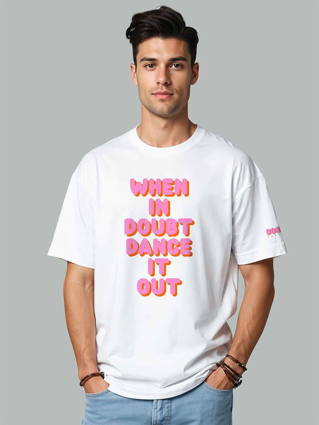 When in Doubt, Dance It Out Tee in White - Find Your Rhythm For Men