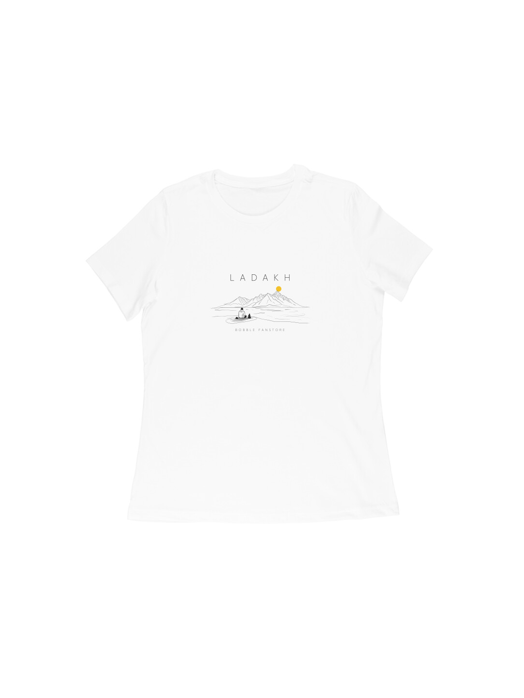 Women’s White Regular Fit T-Shirt with Ladakh Lake Print – Stylish Cotton Tee for Travel Enthusiasts | Soft, Lightweight & Comfortable Casual Wear