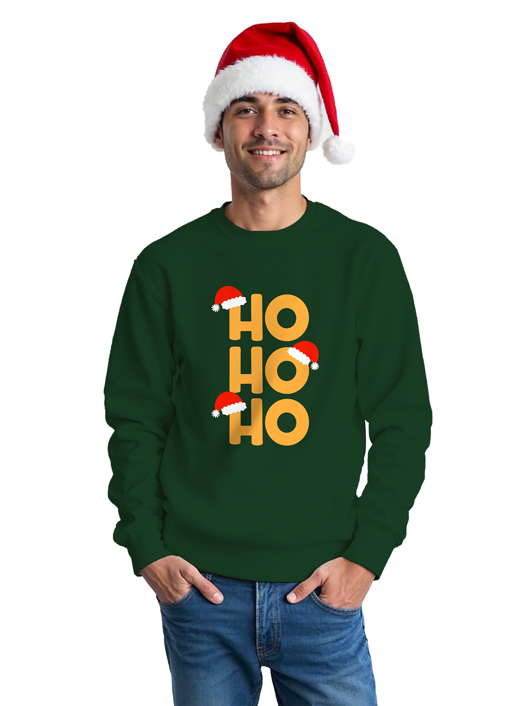 Green 'Ho Ho Ho' Sweatshirt for Men – Fun & Festive Holiday Message