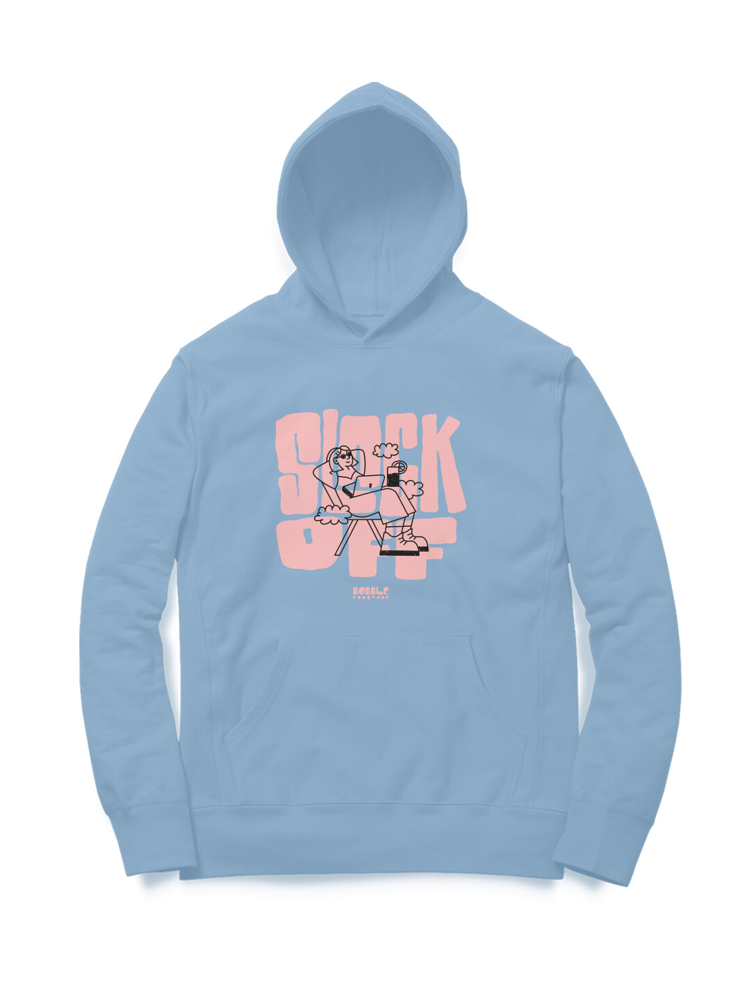 Blue Chill Hoodie with 'Slack Off' Text – Relaxed Fit, Comfortable Casual Hoodie for Men, Perfect for Lounging and Casual Wear