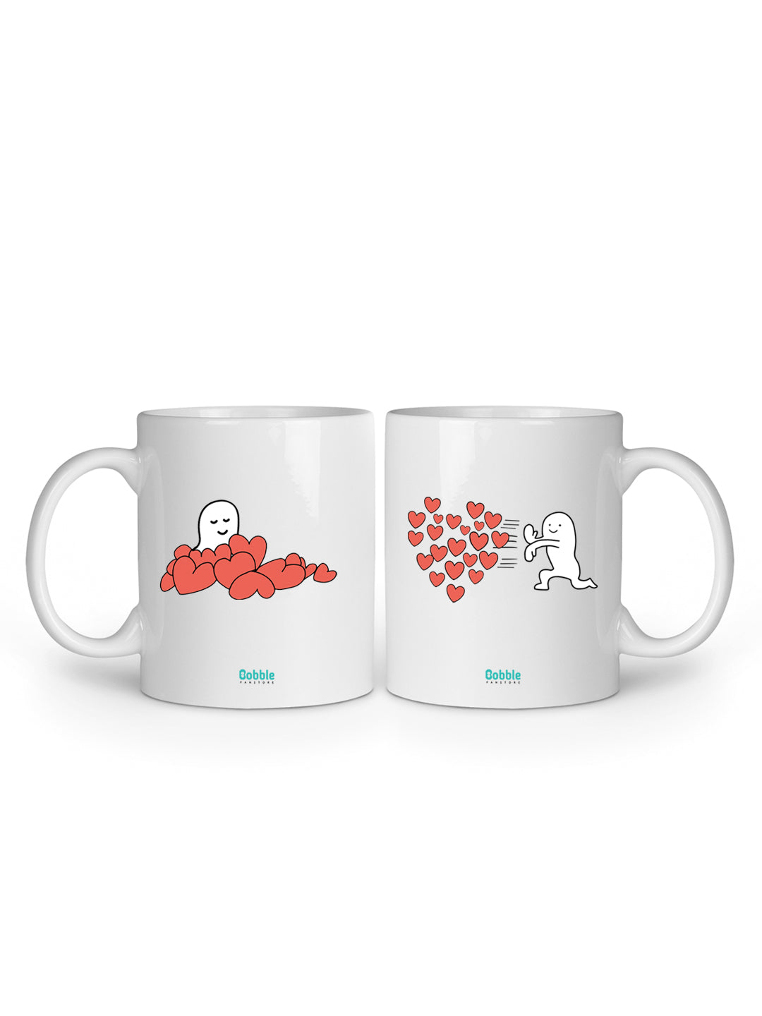 Heartfelt Coffee Mugs Set of 2 – Throwing Hearts & Loaded with Love Design – Perfect Gift for Couples