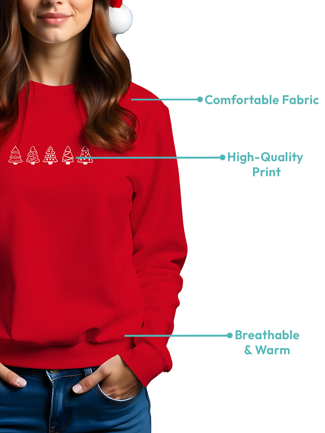 Red Sweatshirt with Tree Design for Women | Comfy & Chic