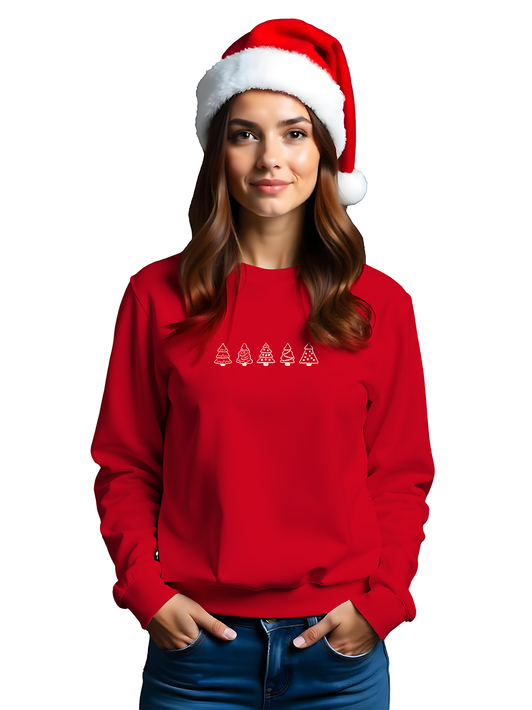 Red Sweatshirt with Tree Design for Women | Comfy & Chic