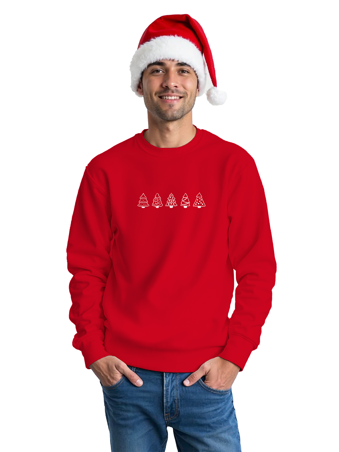 Red Sweatshirt with Tree Illustration for Men | Stylish & Comfortable