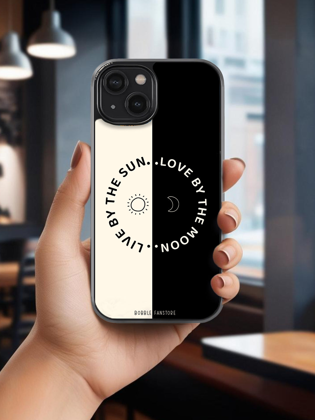 Love by the Moon, Live by the Sun" Glass Phone Cover | Inspirational Quote