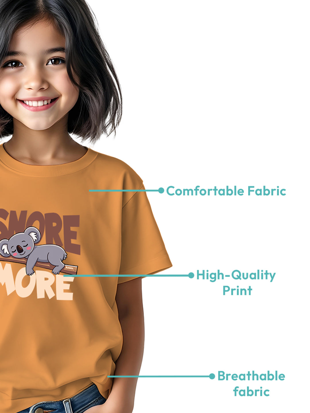 Snore More" T-Shirt for Girls | Fun & Playful Kidswear in Purple & Mustard Yellow | Comfortable, Soft Fabric for Sleepovers & Casual Outings | Ages 4-12 | Adorable Sleep Theme