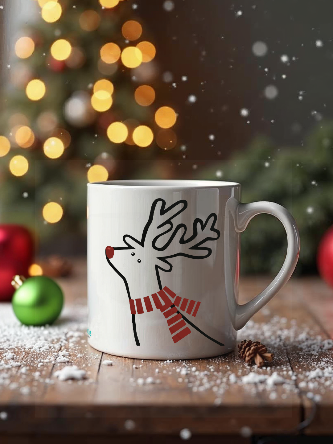 White Christmas Mug with Cute Reindeer – Perfect Holiday Gift for Friends & Family