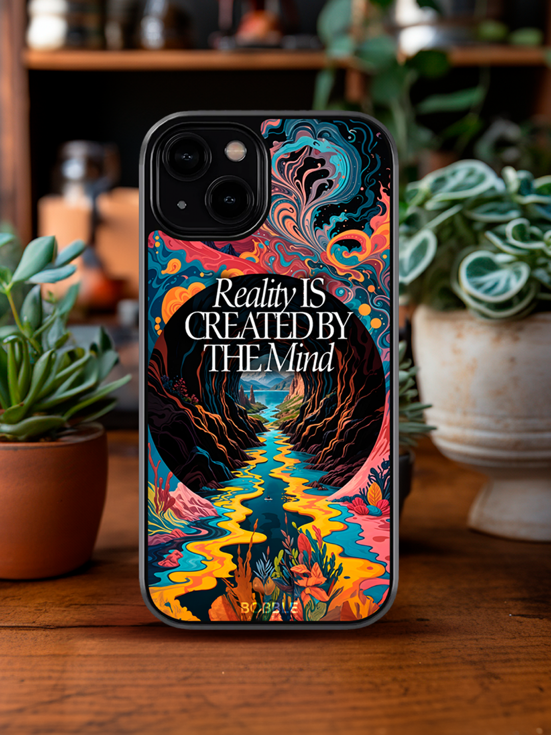 Psychedelic Art Phone Cover - 'Reality is Created by the Mind' Quote