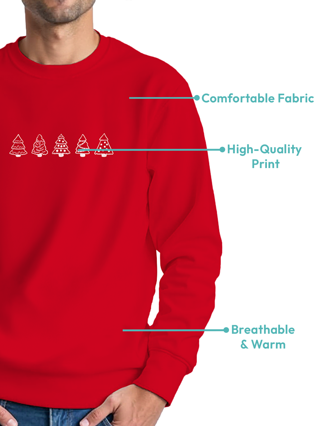 Red Sweatshirt with Tree Illustration for Men | Stylish & Comfortable