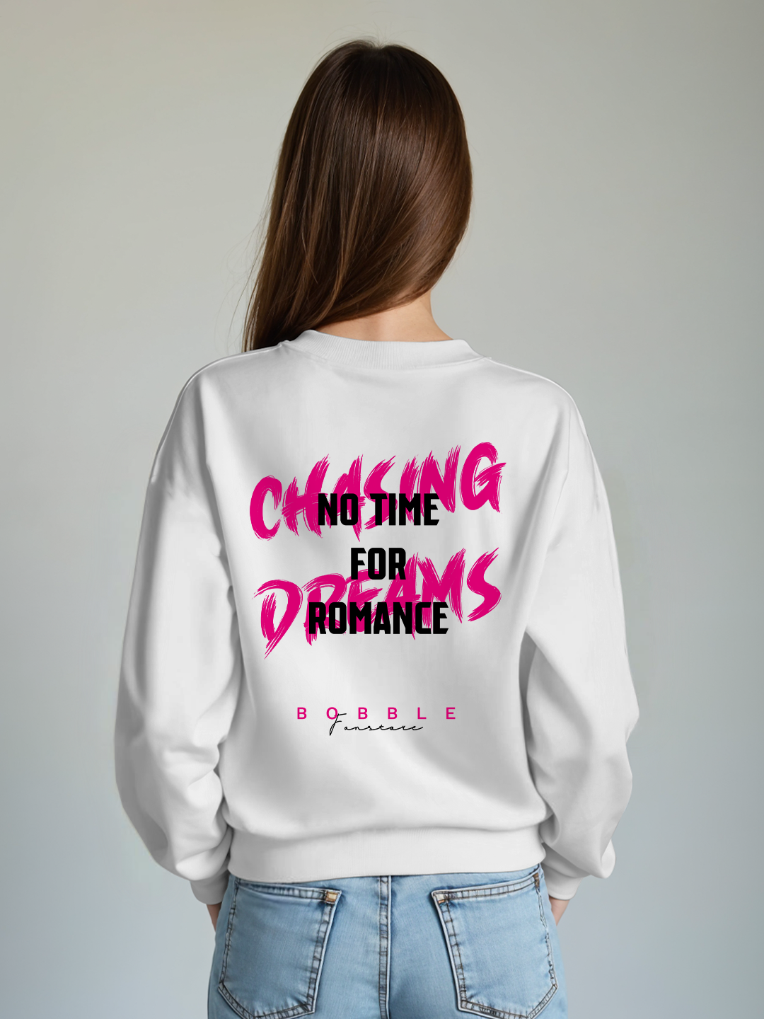 Chasing Dreams Sweatshirt in White - Motivational Hoodie for Go-Getters For Women