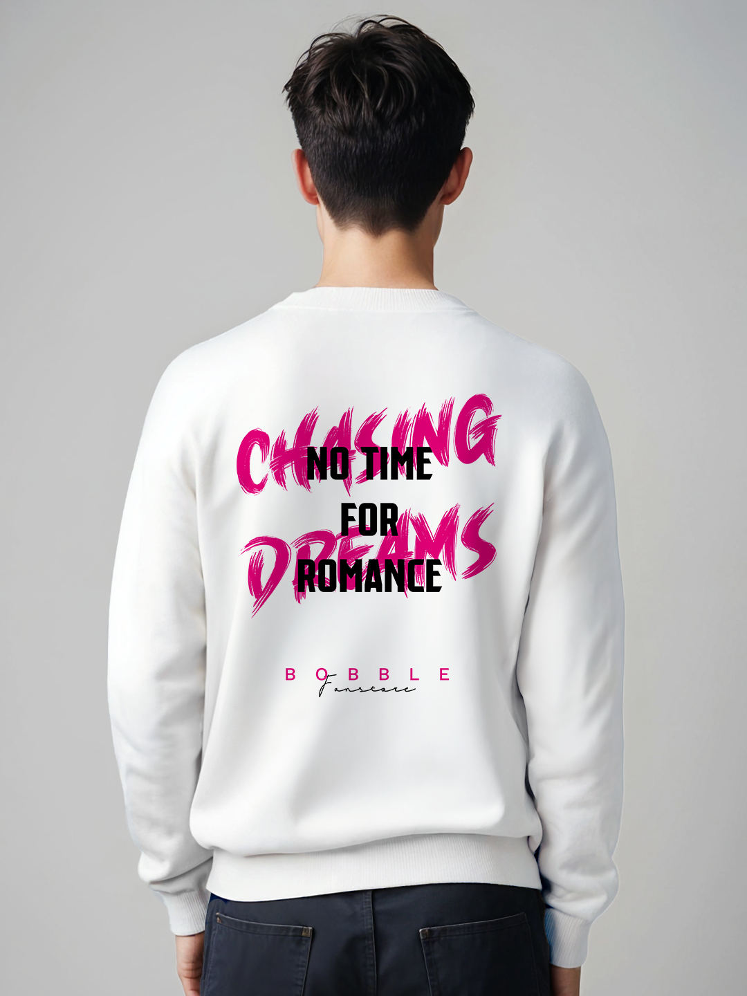 Chasing Dreams Sweatshirt in White - Motivational Hoodie for Go-Getters For Men