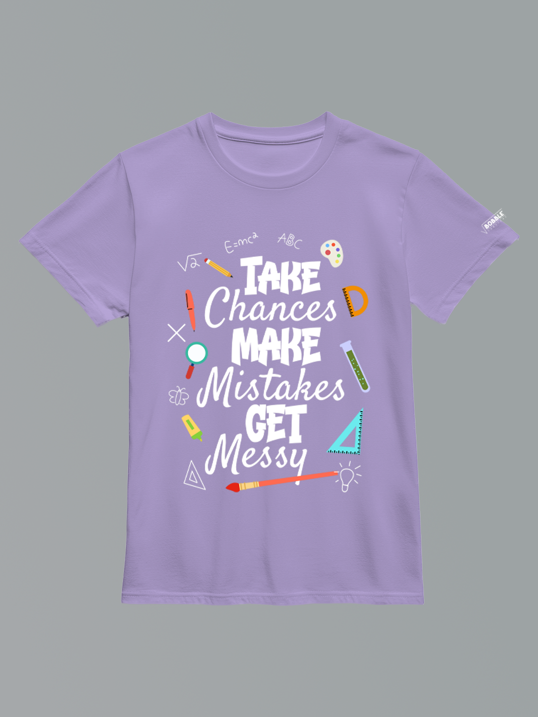 Take Chances, Make Mistakes Girls Lavender T-Shirt – Fun Math Illustration, Soft Cotton, Inspirational Design