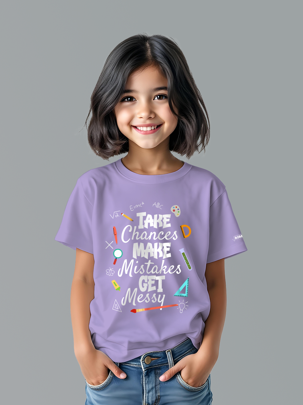 Take Chances, Make Mistakes Girls Lavender T-Shirt – Fun Math Illustration, Soft Cotton, Inspirational Design