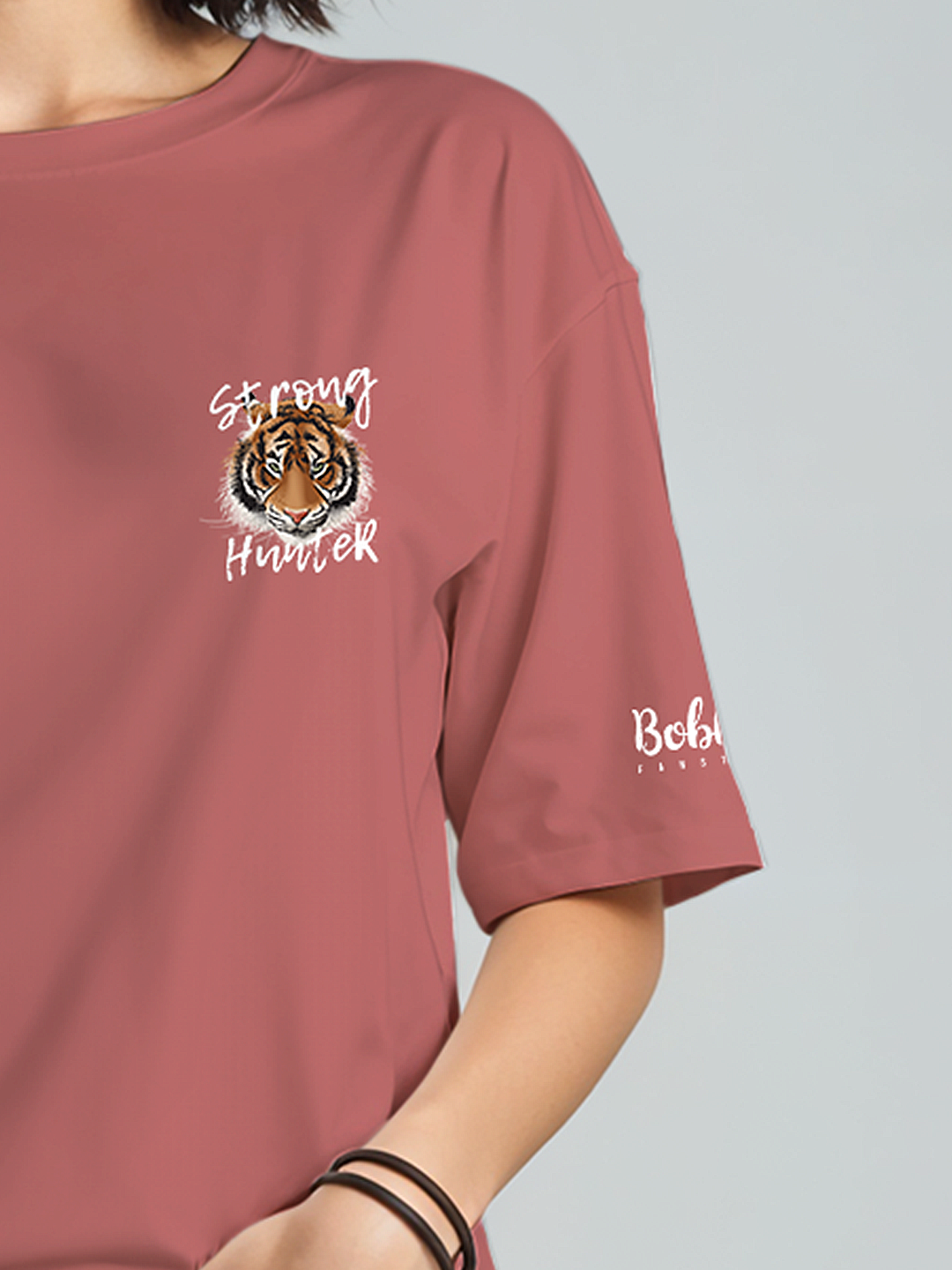 Strong Tiger Hunter T-Shirt in Rosy Red – Fierce Wildlife Graphic Tee For Women