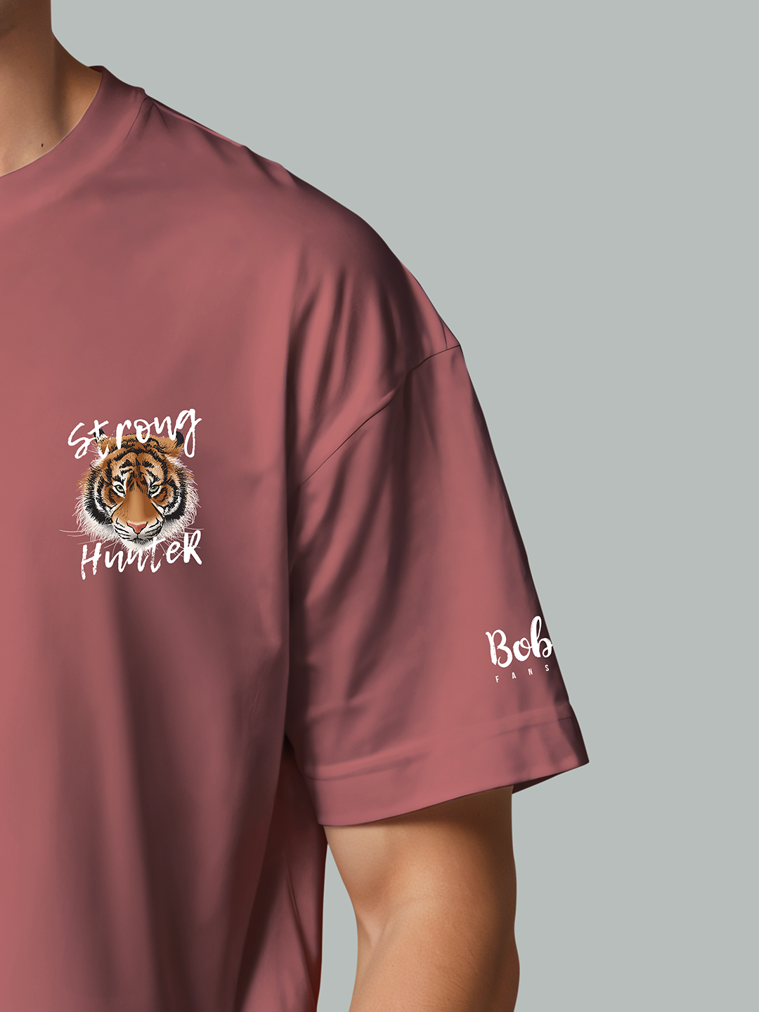 Strong Tiger Hunter T-Shirt in Rosy Red – Fierce Wildlife Graphic Tee For Men