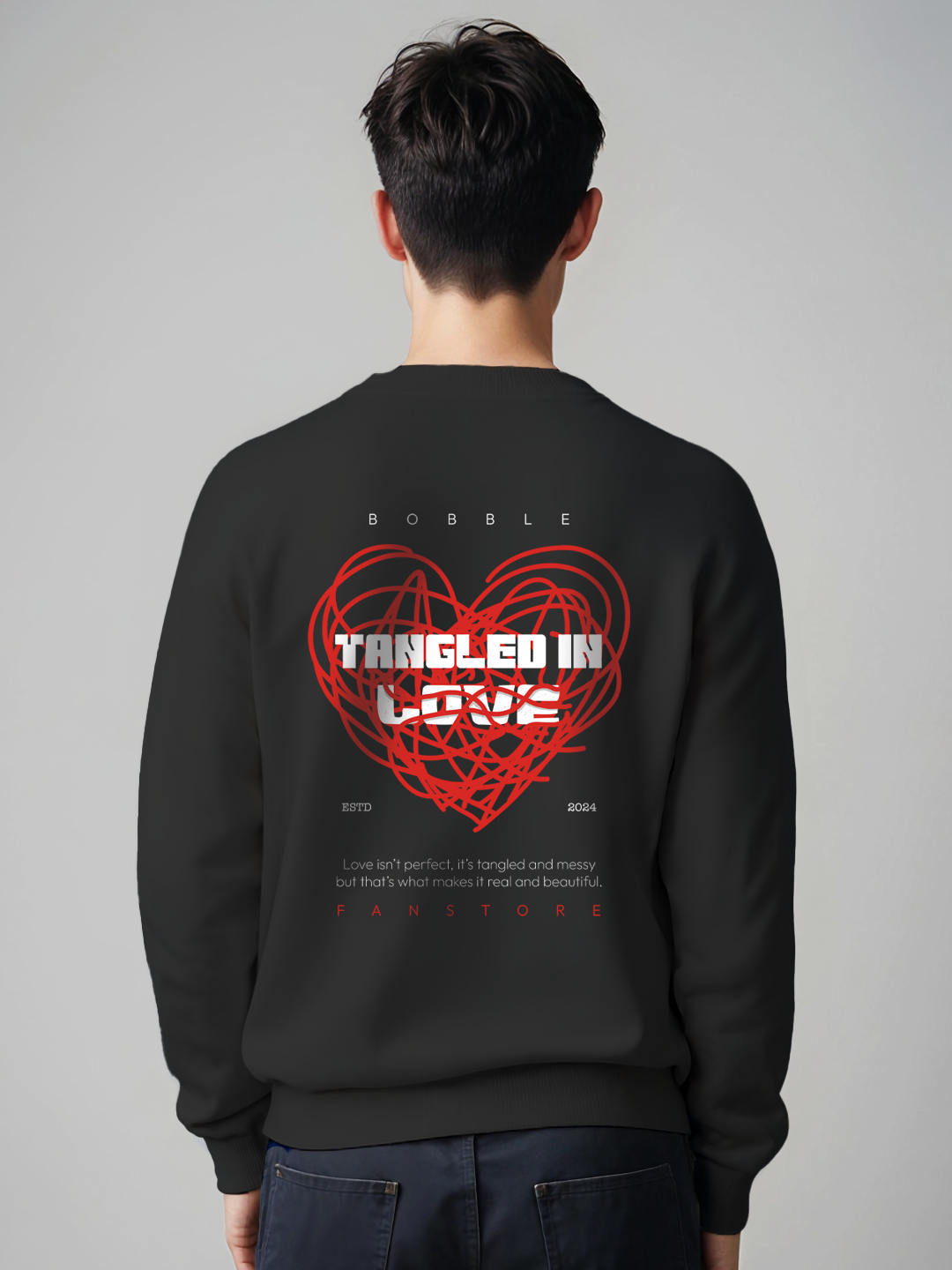 Tangled in Love Heart Sweatshirt in Black – Cozy & Stylish Graphic Sweatshirt For Men