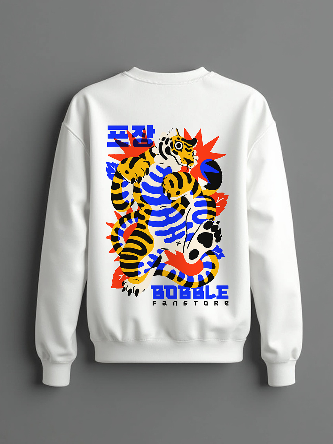 Japanese Tiger Sweatshirt in White - Bold Graphic Hoodie with Oriental Flair For Women