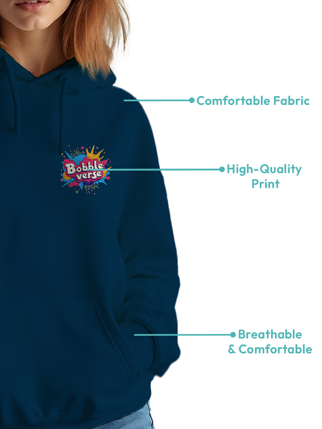 Fun 'Bobble Verse' Hoodie in Blue – Comfortable and Trendy Hoodie for Bobble Fans, Vibrant Design for Casual and Lounge Wear