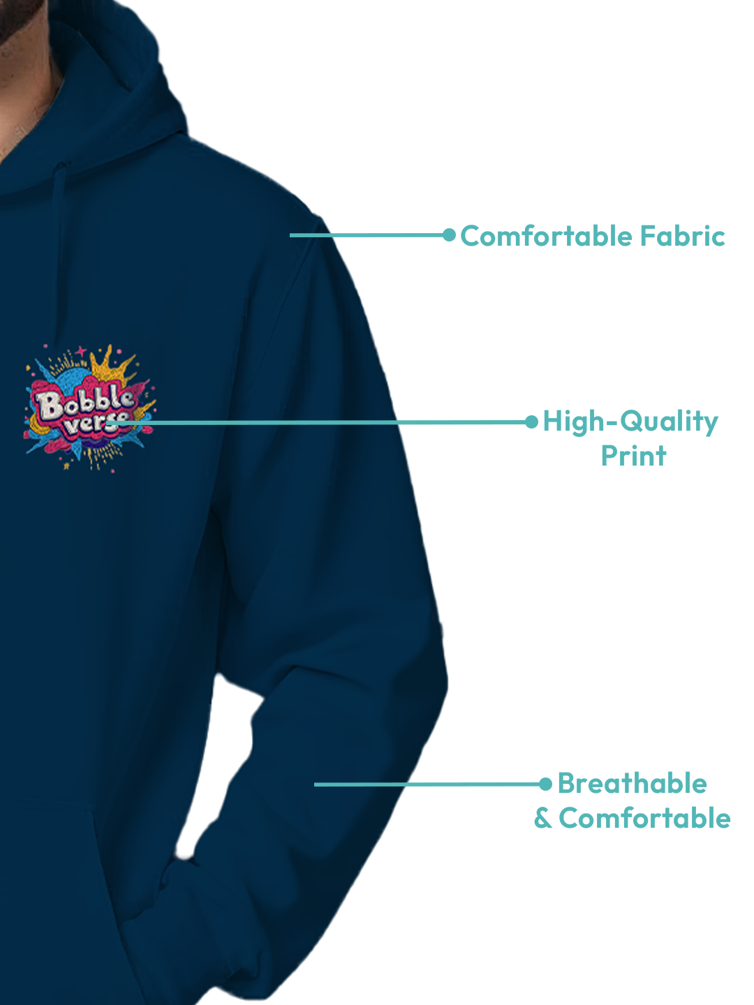 Fun 'Bobble Verse' Hoodie in Blue – Stylish Hoodie for Bobble Fans, Comfortable Cotton Fabric, Trendy Design for Casual or Lounge Wear