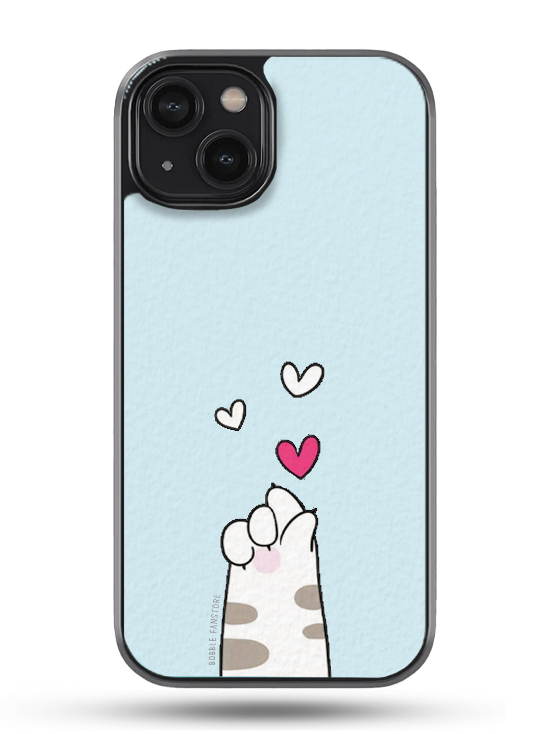 Cat Paw with Hearts Glass Phone Cover | Blue Aesthetic Design | iPhone