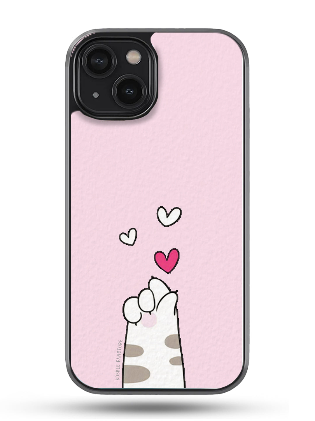 Cat Paw with Hearts Glass Phone Cover | Pink Aesthetic Design | iPhone