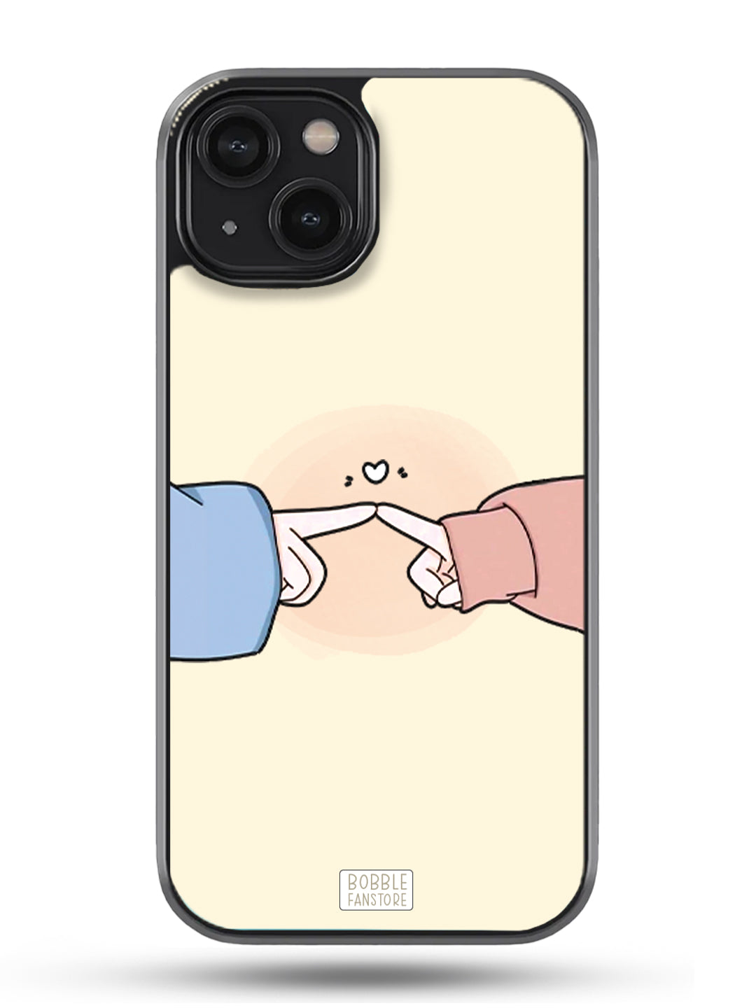 Couples Finger Glass Phone Cover | Cute Yellow Design | iPhone