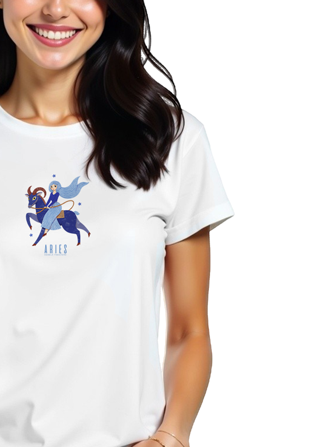 Aries Women's White T-Shirt – Bold Zodiac Illustration | Comfortable Regular Fit Tee | Perfect for Fiery Personalities | Stylish & Durable Everyday Wear