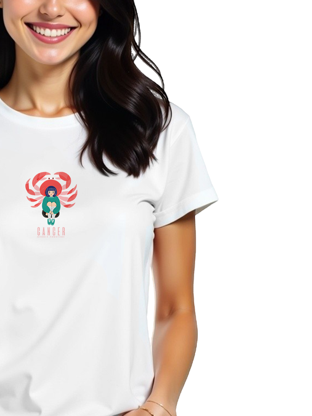 Cancer Women's White T-Shirt – Comforting & Loyal Zodiac Art | Soft & Durable | Perfect for Nurturing & Intuitive Personalities | Cozy & Stylish Everyday Tee