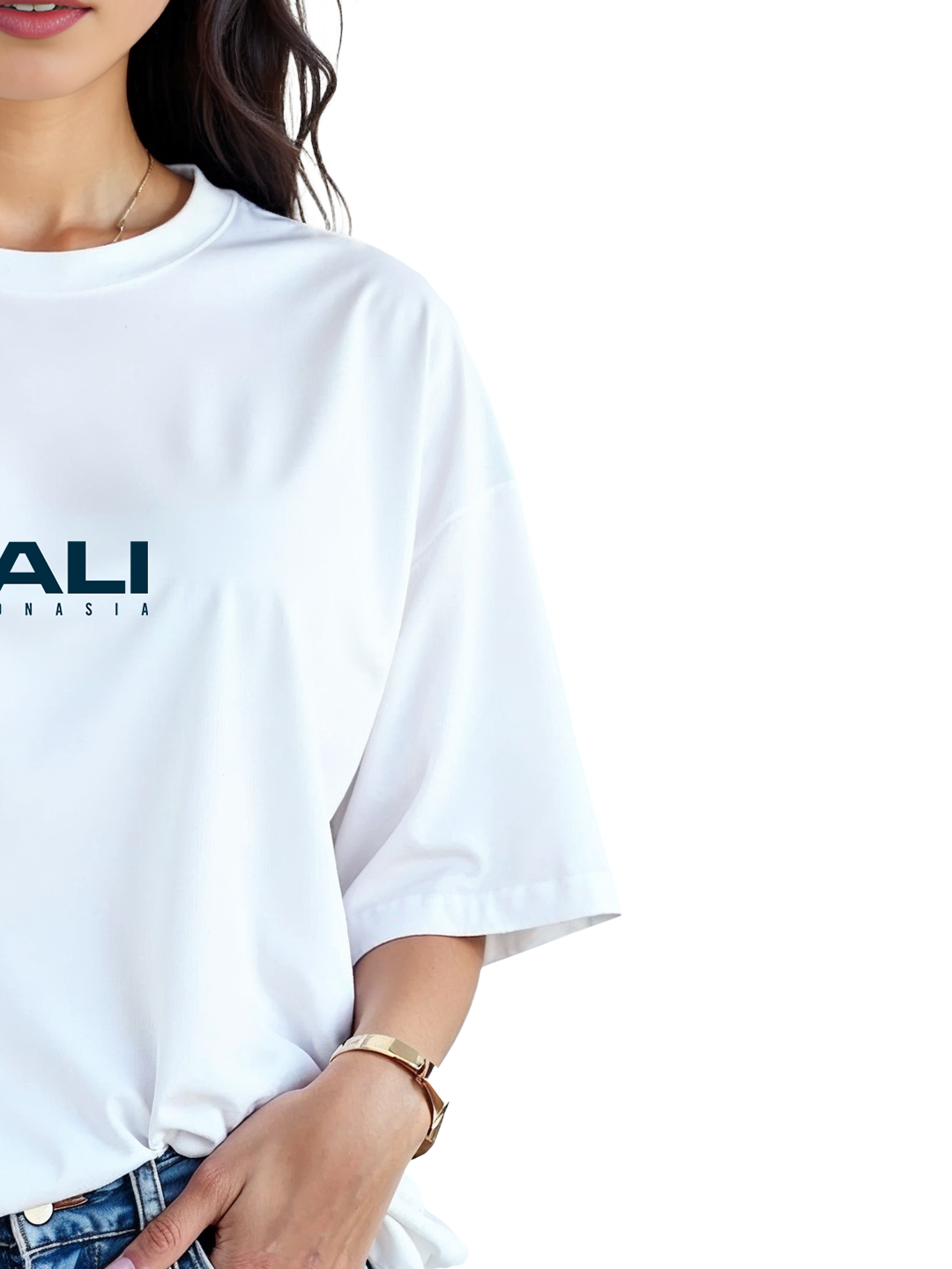 Women’s White Oversized T-Shirt with Bali Illustration at Back – Relaxed Fit, Breathable Cotton Travel Tee | Trendy & Comfortable Oversized Streetwear