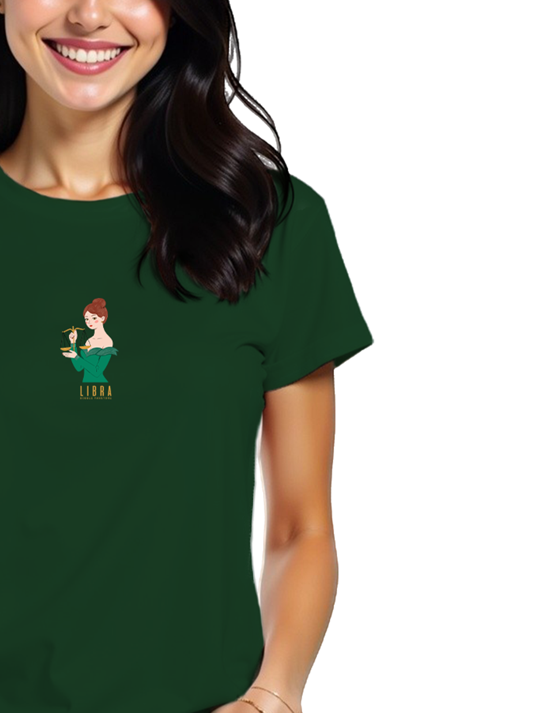 Libra Women's Green and White T-Shirt – Balanced & Chic Zodiac Art | Fashionable Daily Wear | Perfect for Charming & Harmonious Personalities | Soft Cotton Tee