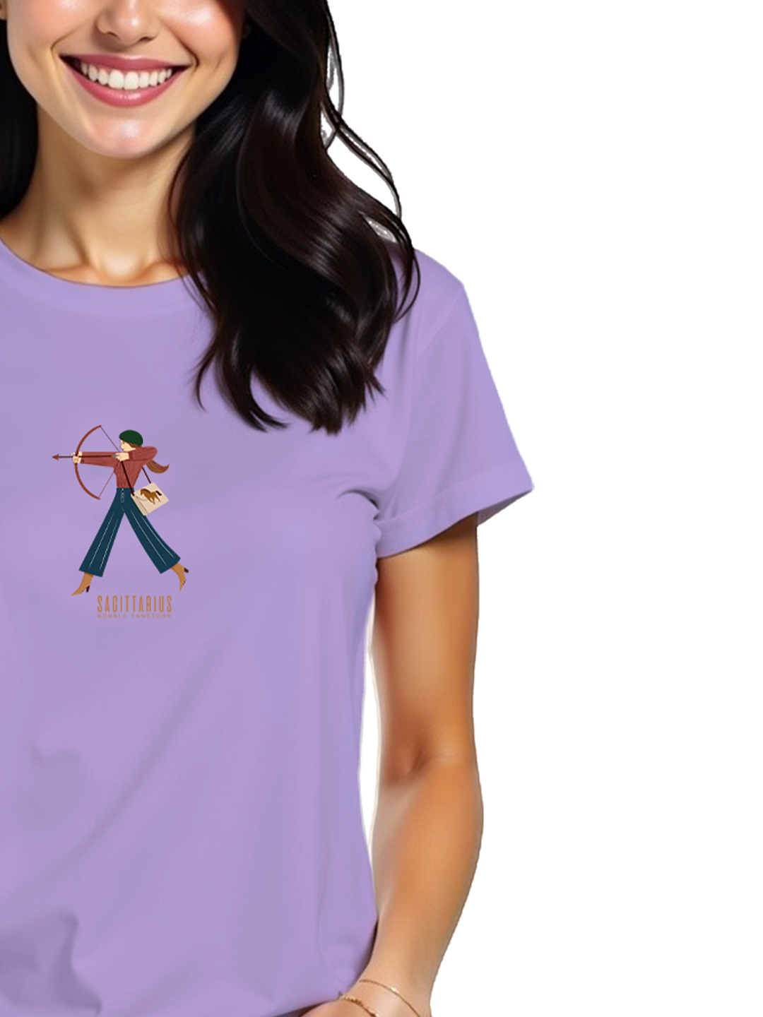 Sagittarius Women's Lavender and White T-Shirt – Adventurous Zodiac Art | Casual Wear | Perfect for Free-Spirited & Optimistic Souls | Soft, Breathable & Stylish Tee